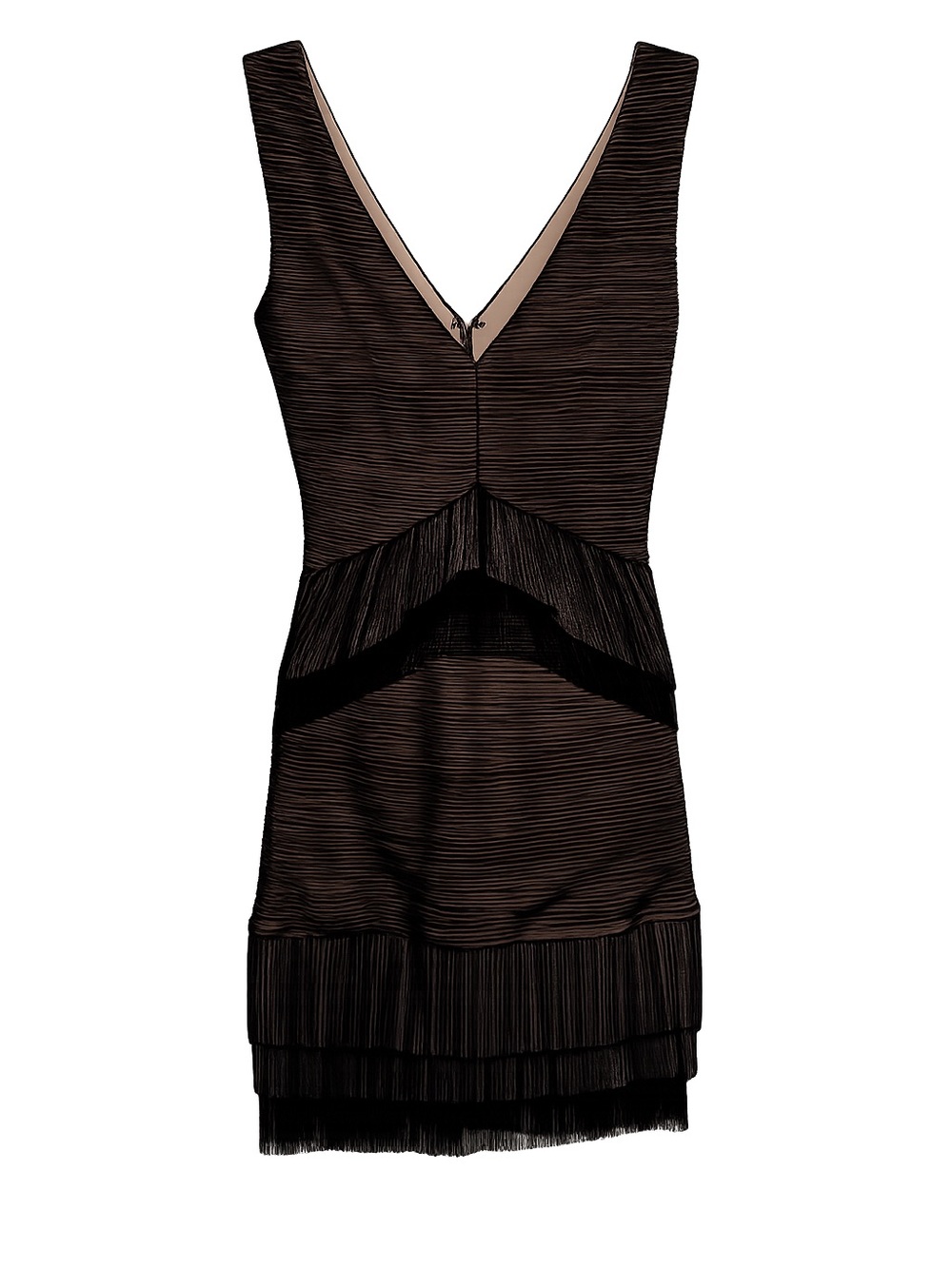 BCBGMAXAZRIA Black Pleated Tiered Mini Dress Size XXS